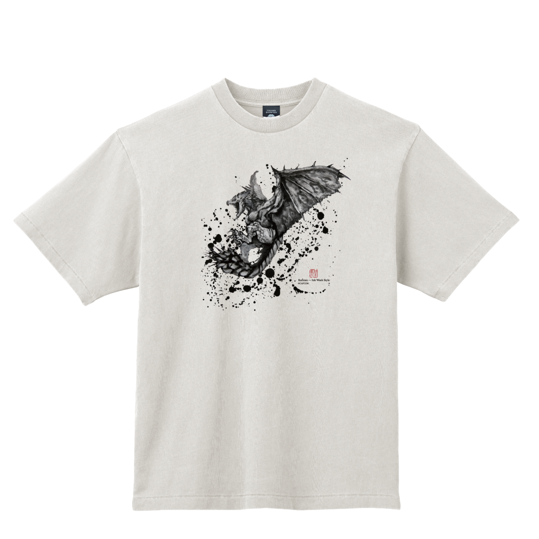 モンスターハンター　水墨画-ART　Tシャツ　リオレイア（雌火竜）