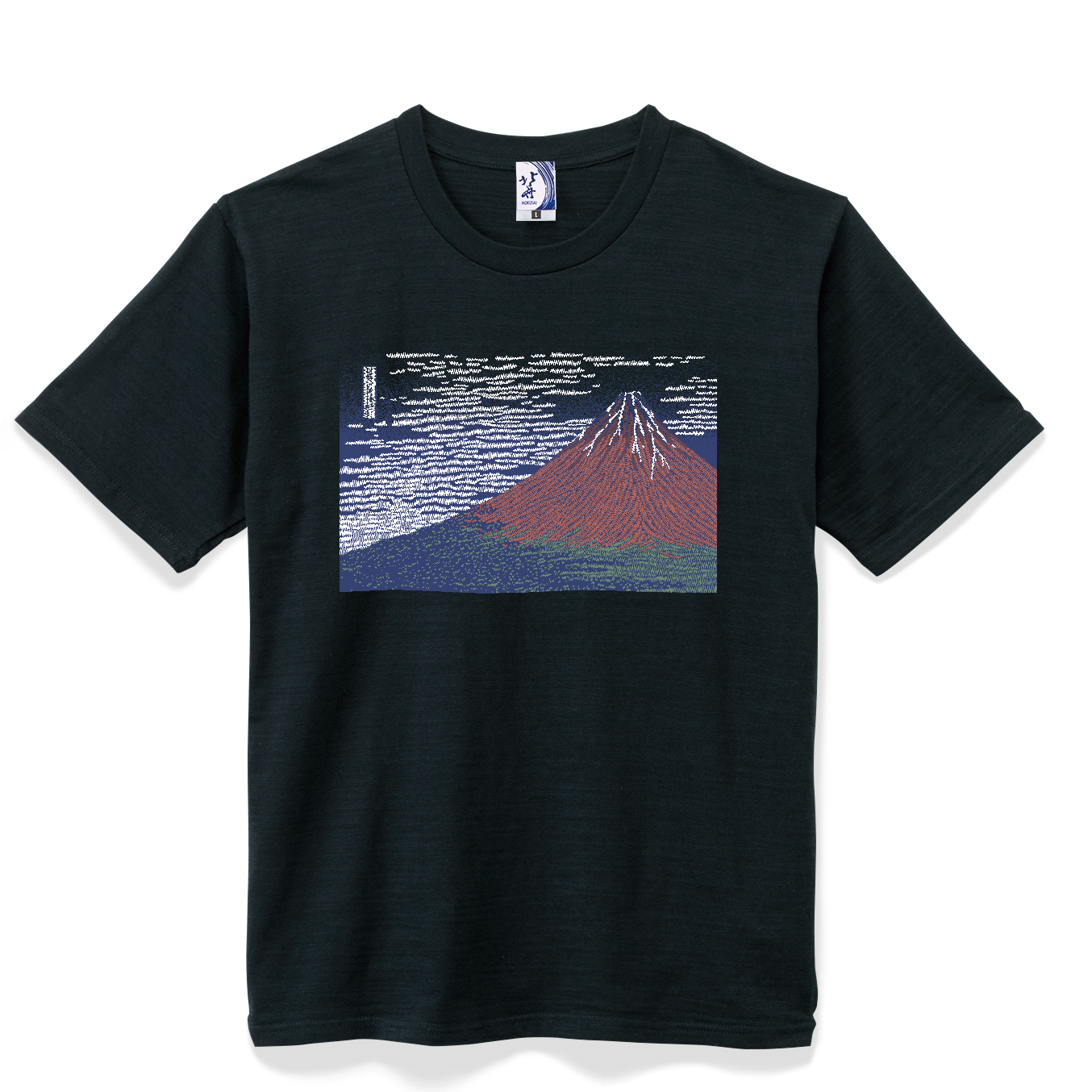 北斎Tシャツ 赤富士 黒