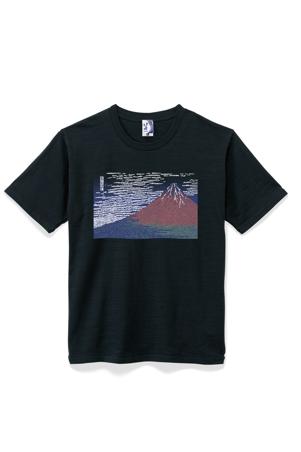 北斎Tシャツ 赤富士 黒