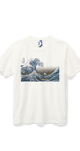 北斎Tシャツ 波裏 白