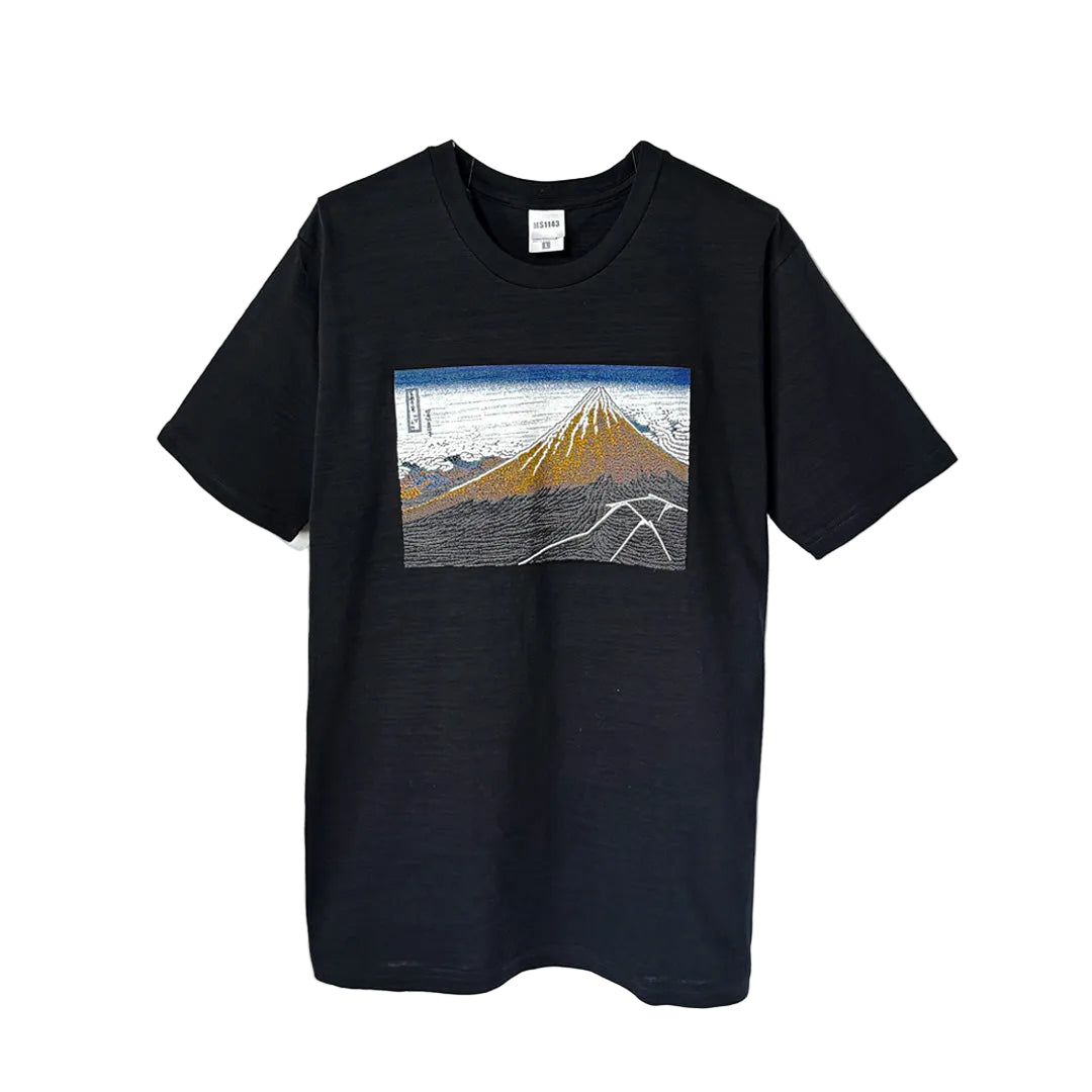 北斎Tシャツ　黒富士