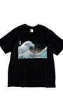 北斎Tシャツ 波裏 黒