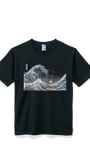 北斎Tシャツ 波裏 黒