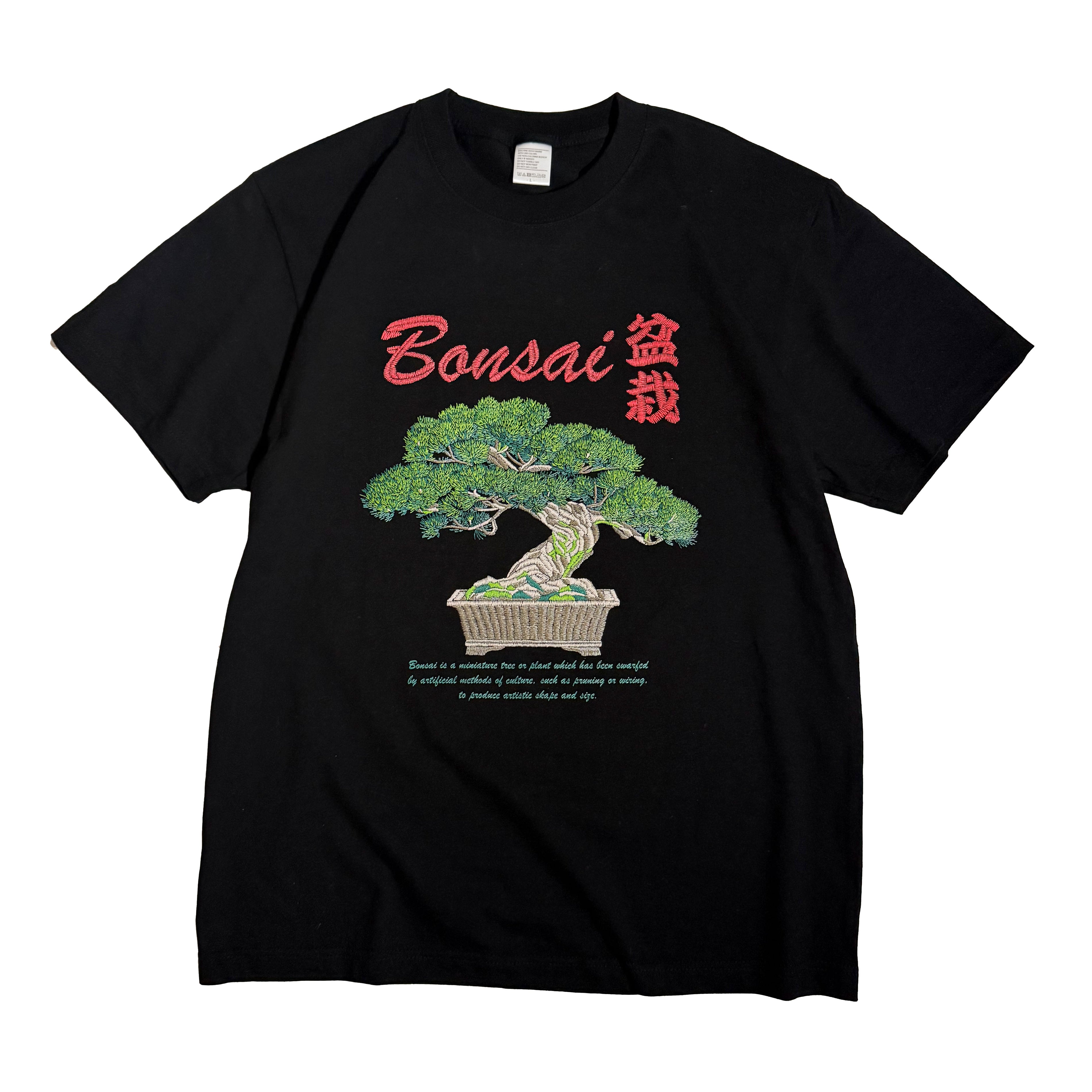 通油町Tシャツ 盆栽 黒