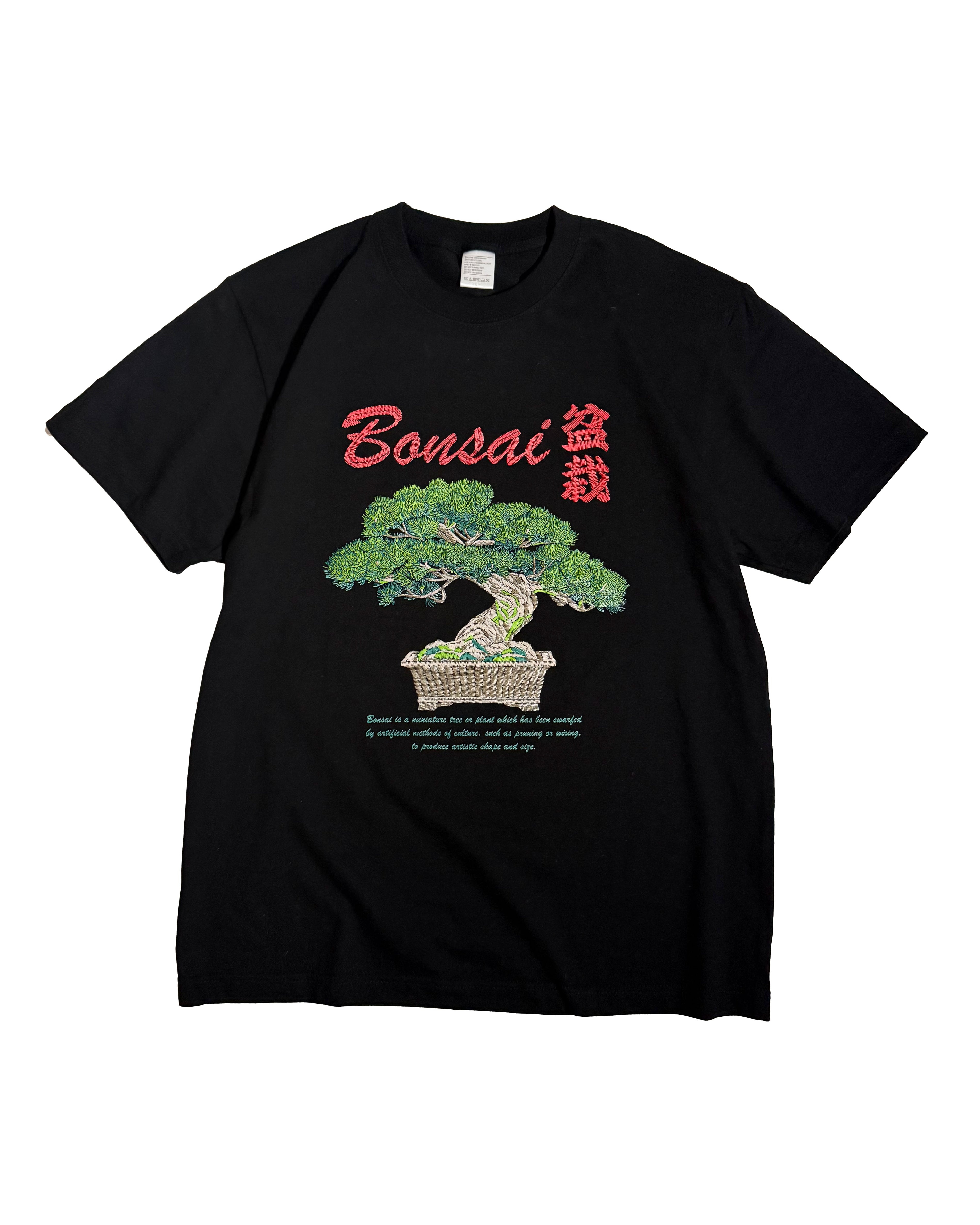 通油町Tシャツ 盆栽 黒