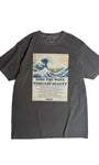 北斎ビンテージ風Tシャツ 浪裏　黒