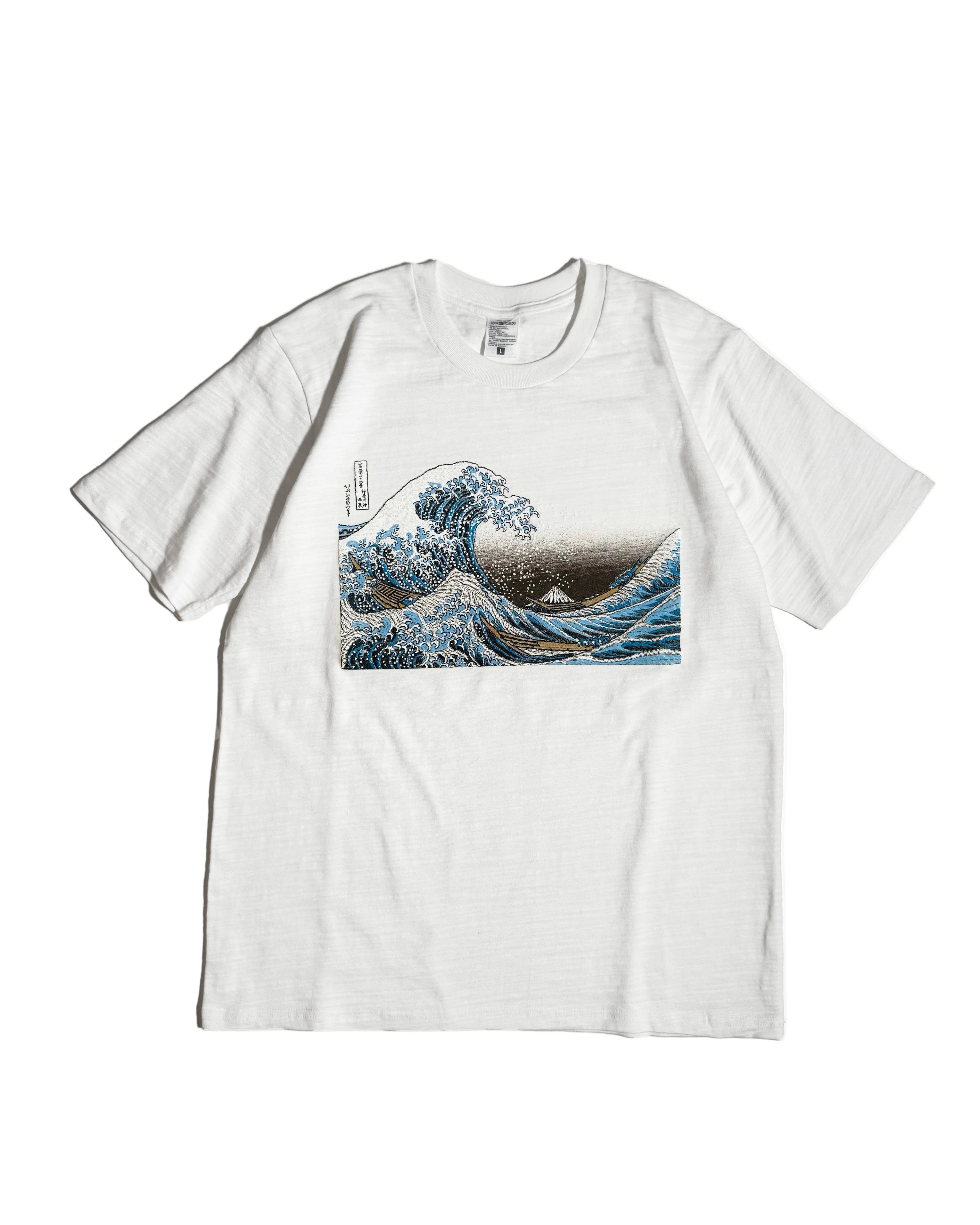 北斎Tシャツ 波裏 白