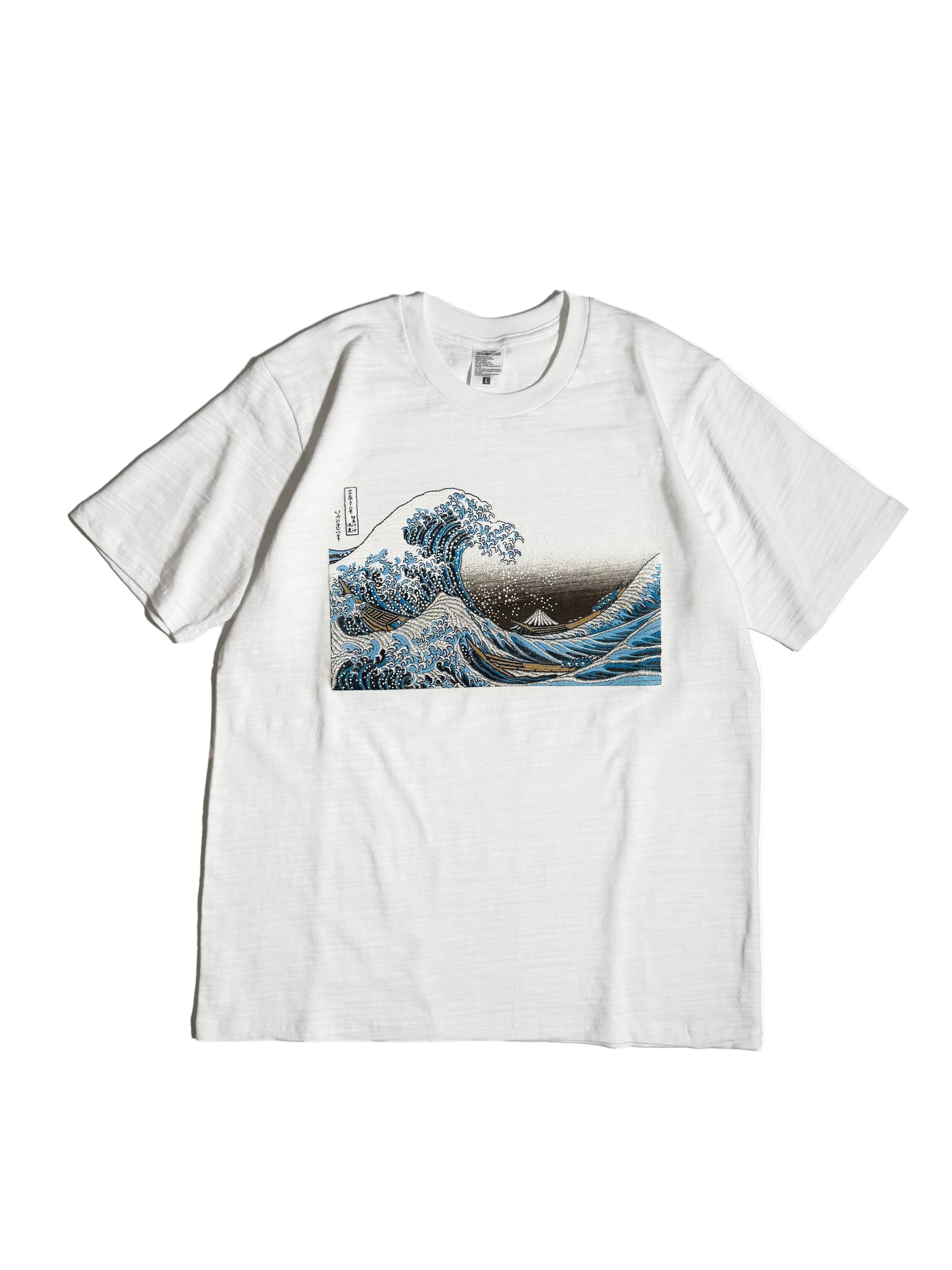 北斎Tシャツ 波裏 白
