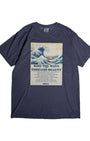 北斎ビンテージ風Tシャツ 浪裏　紺