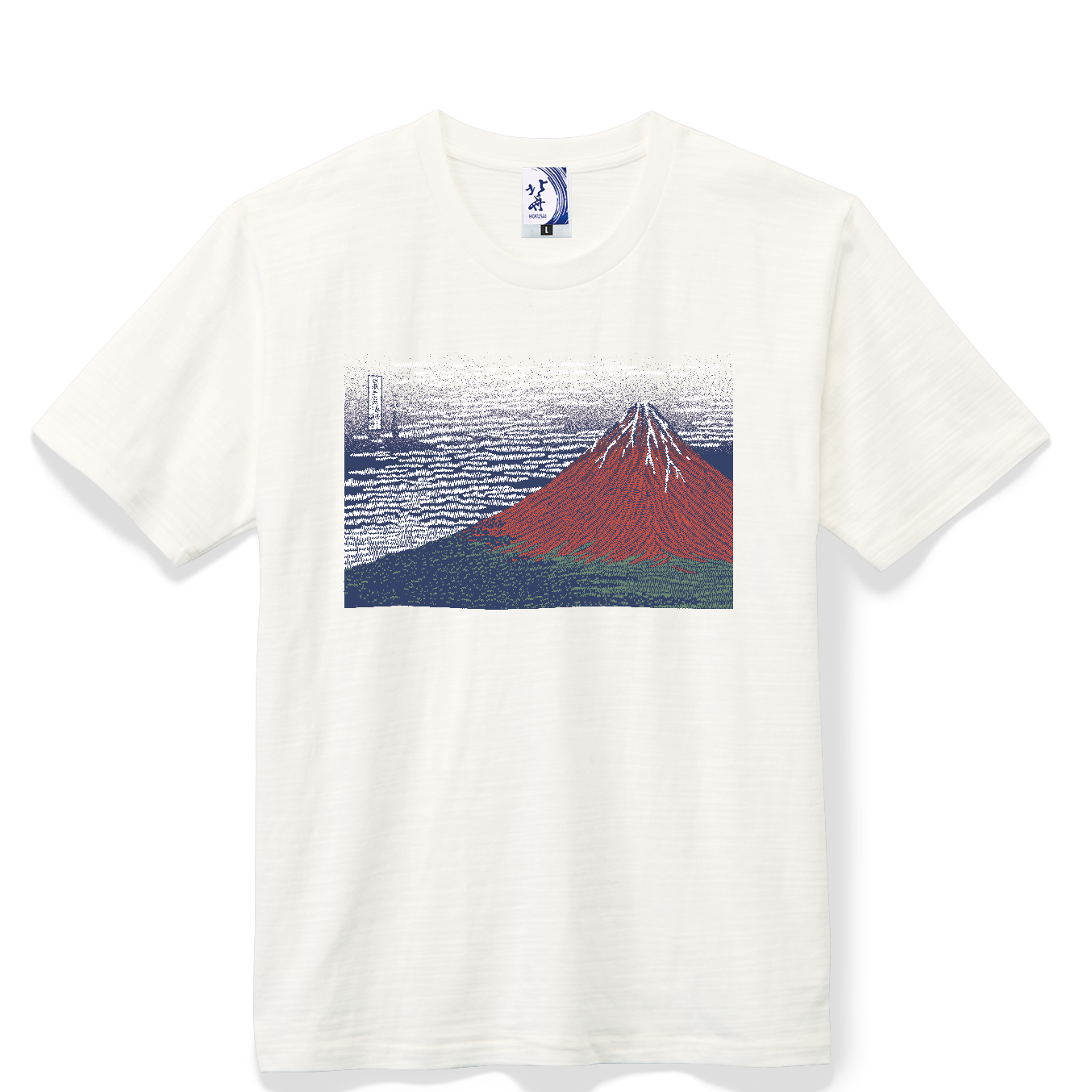 北斎Tシャツ 赤富士 白