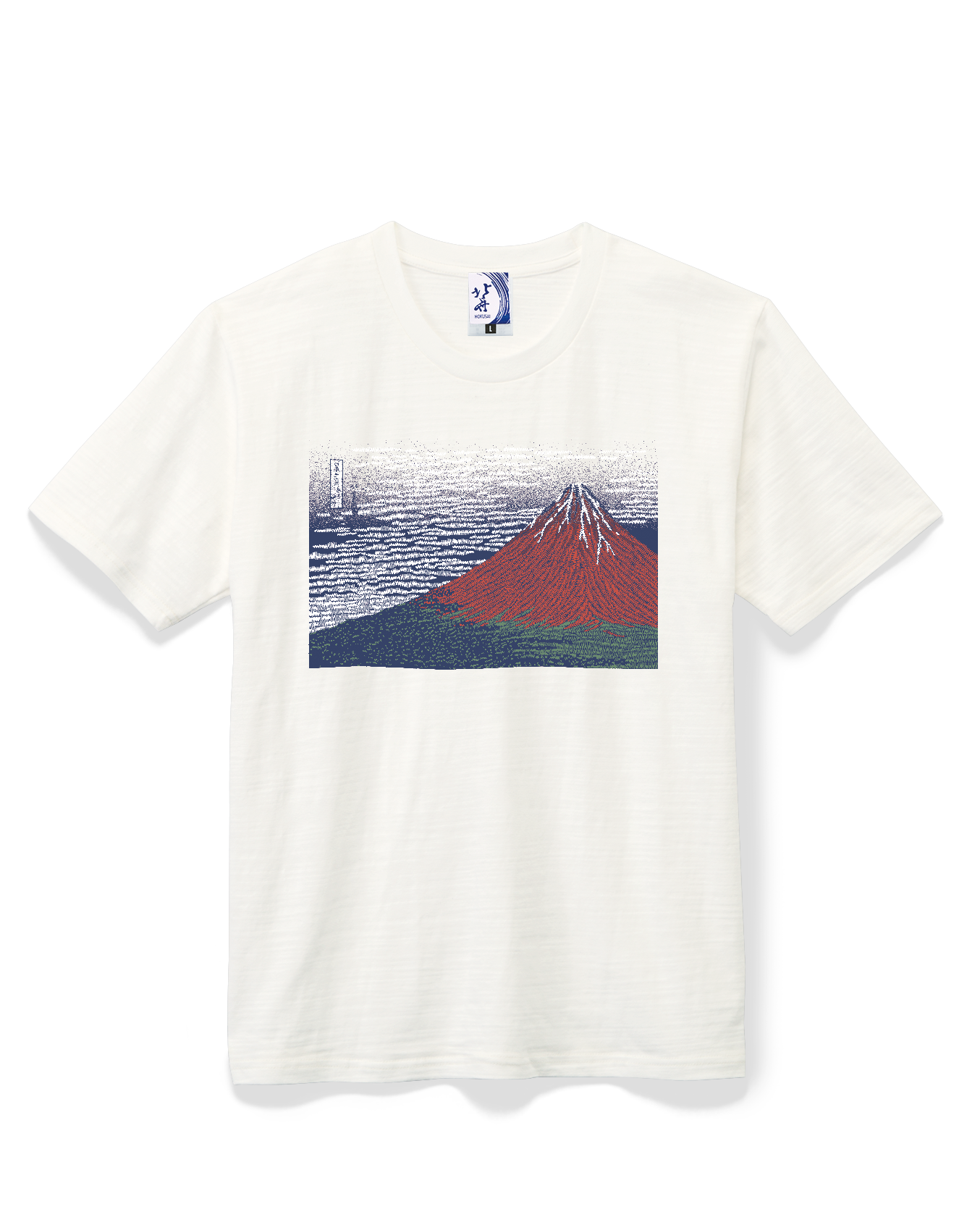 北斎Tシャツ 赤富士 白