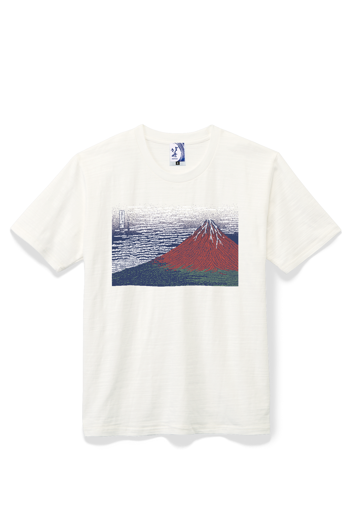 北斎Tシャツ 赤富士 白