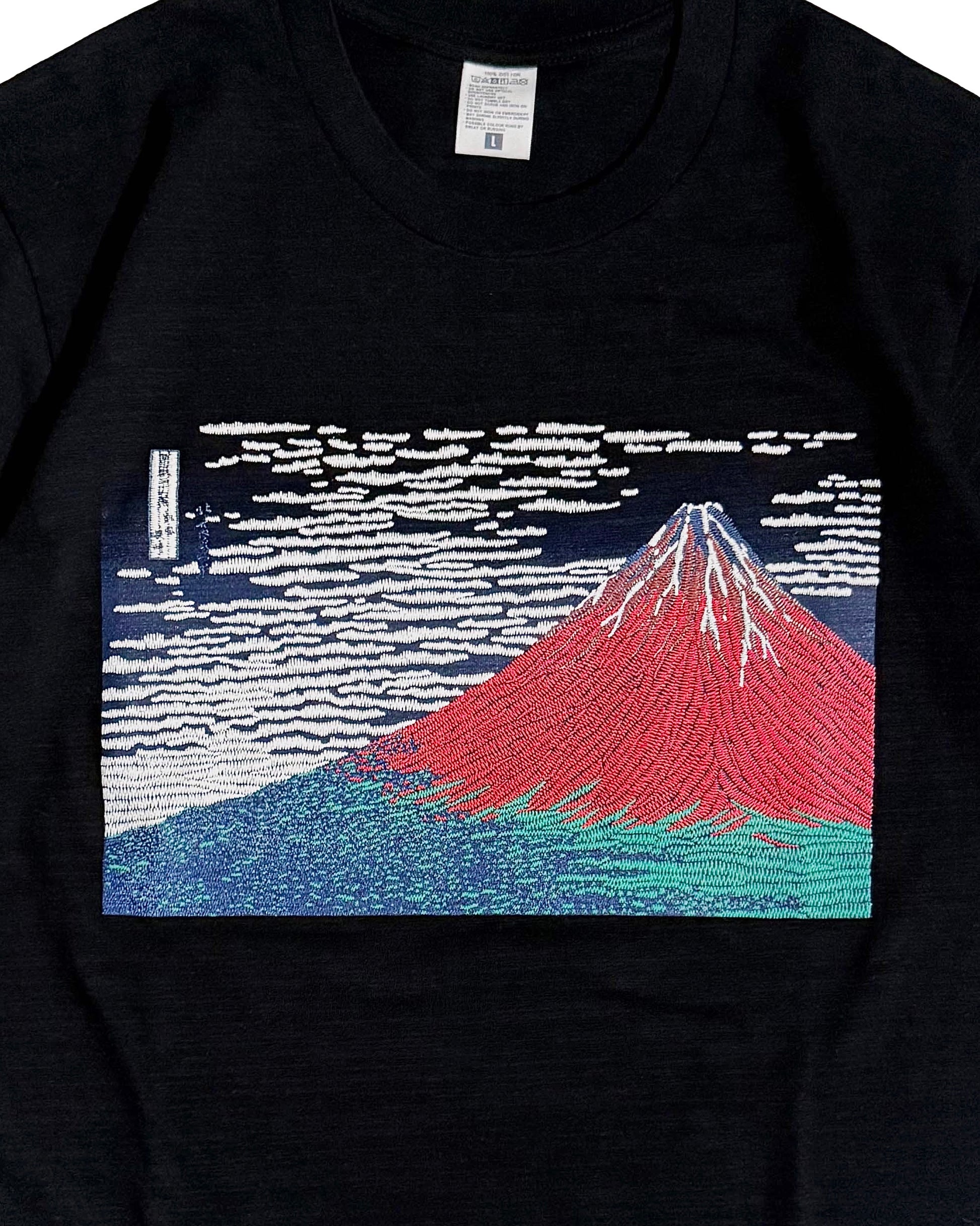 通油町Tシャツ 赤富士 黒