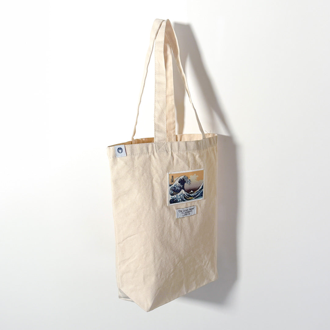 北斎刺繍ワッペン トートバッグ　浪裏