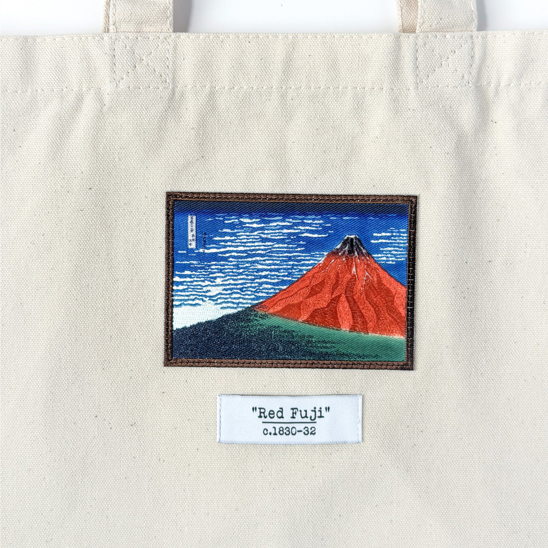 北斎刺繍ワッペン トートバッグ　赤富士