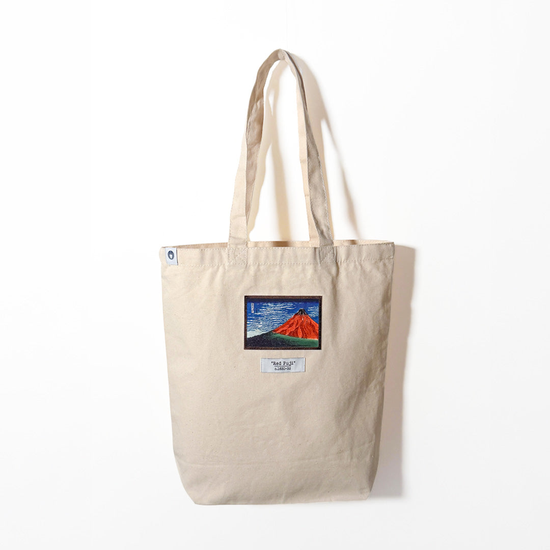 北斎刺繍ワッペン トートバッグ　赤富士