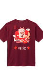 Tシャツ 招き猫　バーガンディ