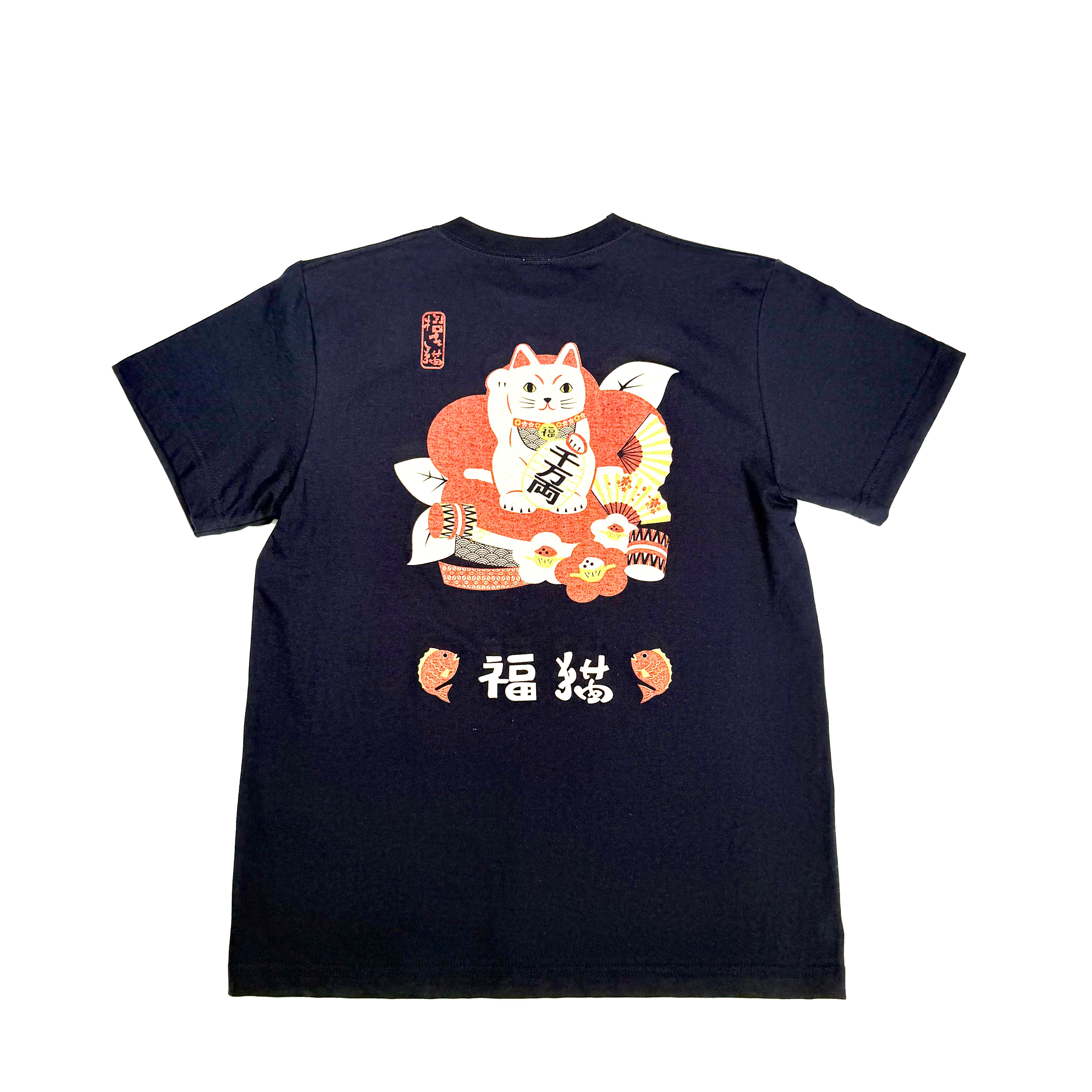 Tシャツ 招き猫　ネイビー