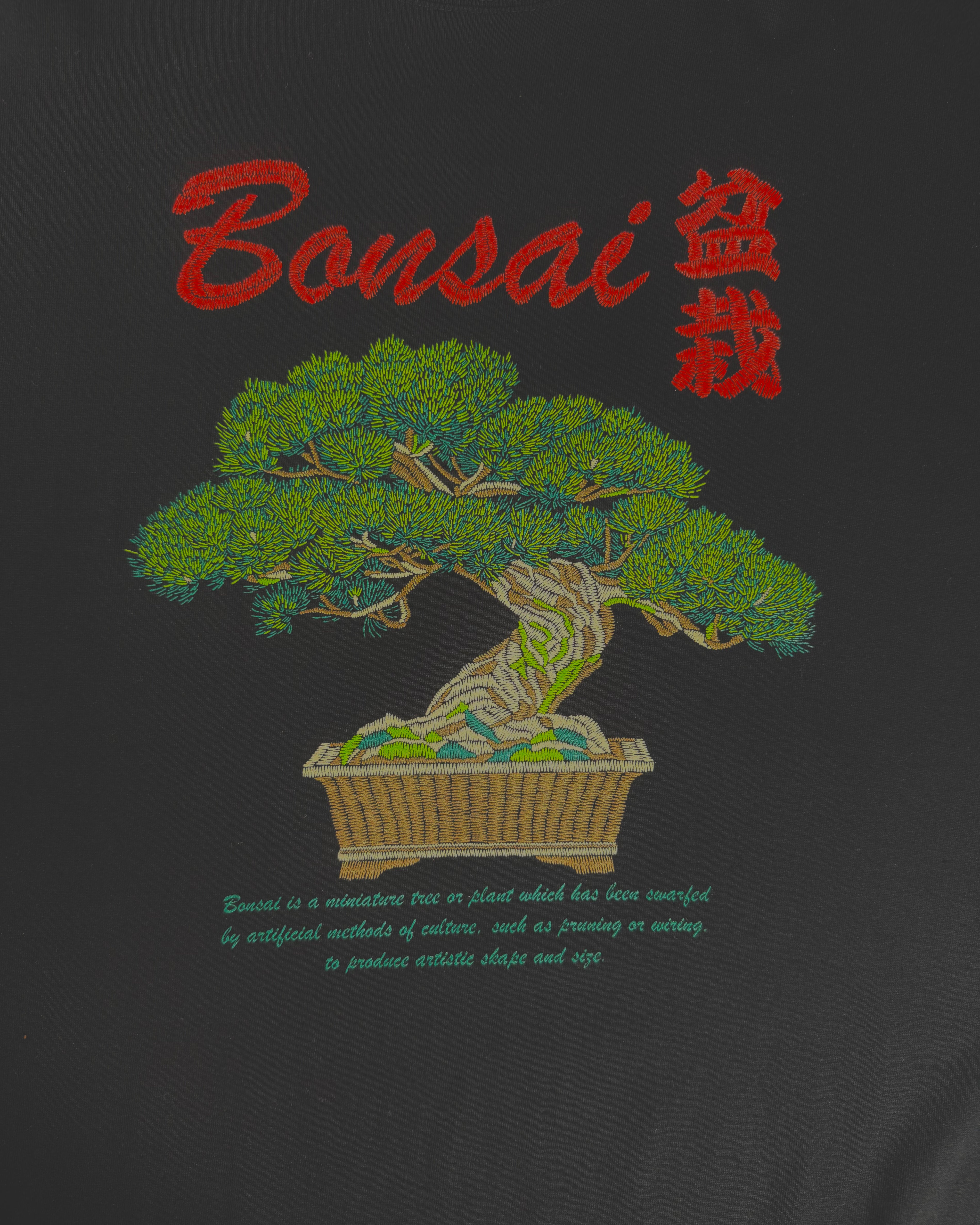 通油町Tシャツ 盆栽 黒