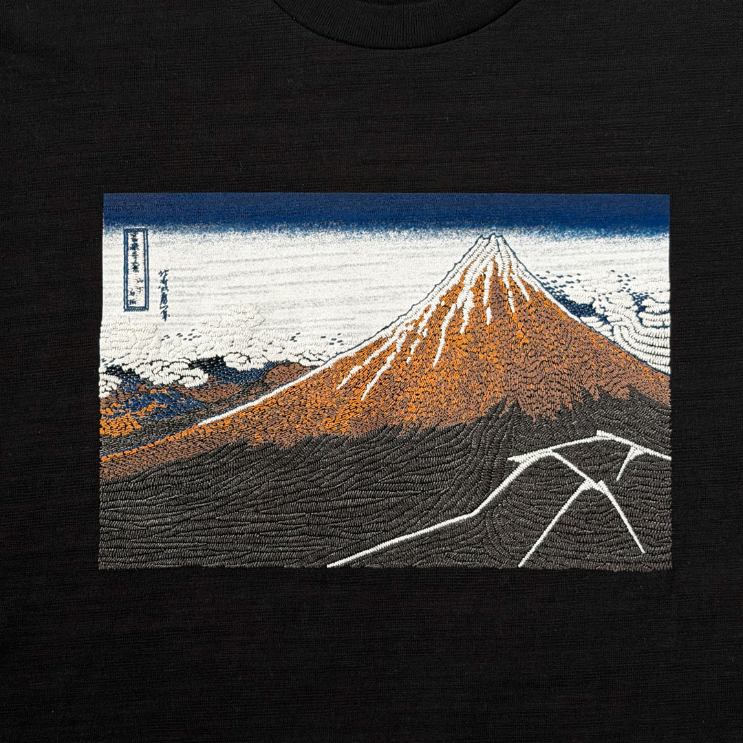 北斎Tシャツ　黒富士