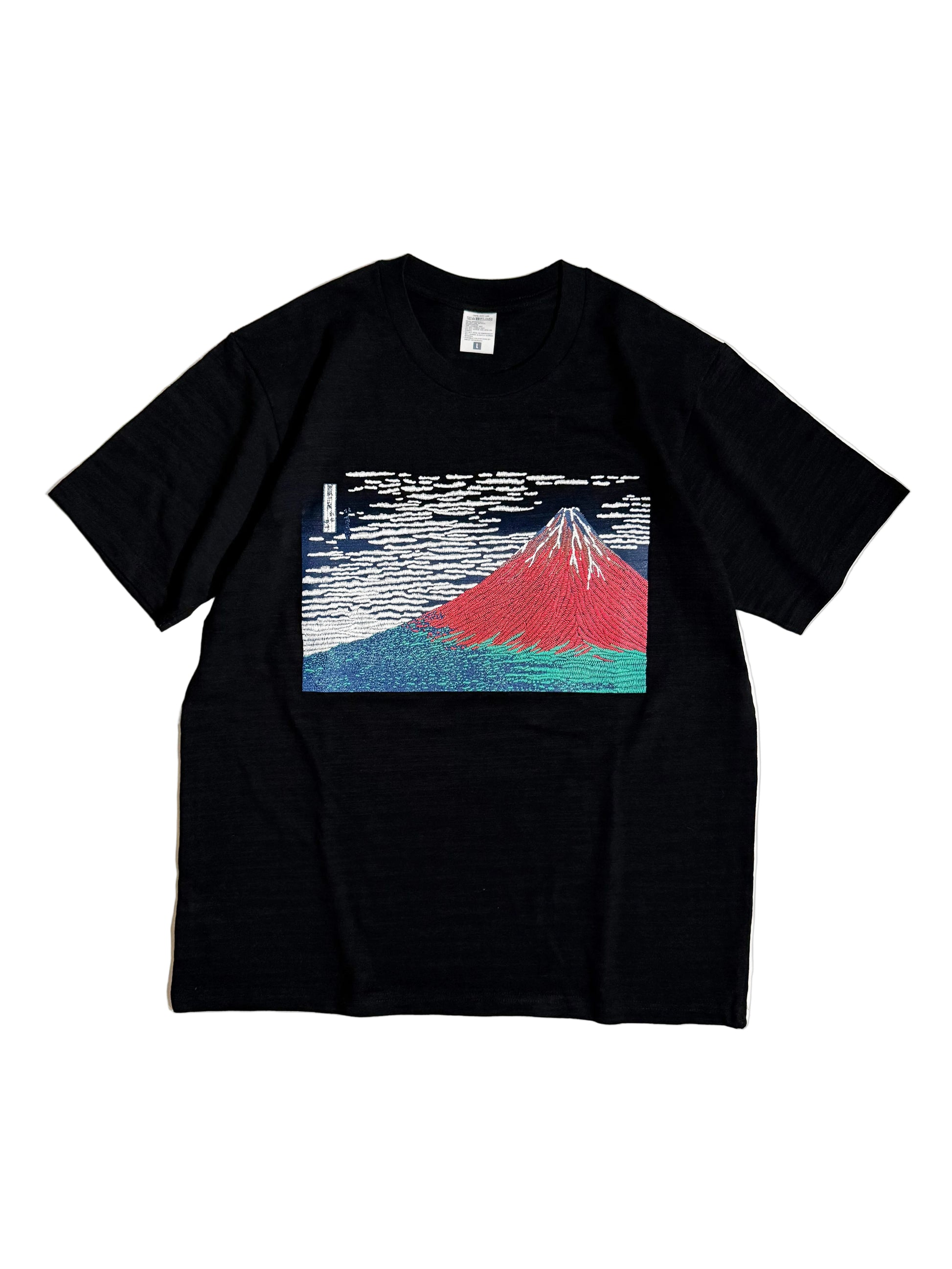 通油町Tシャツ 赤富士 黒
