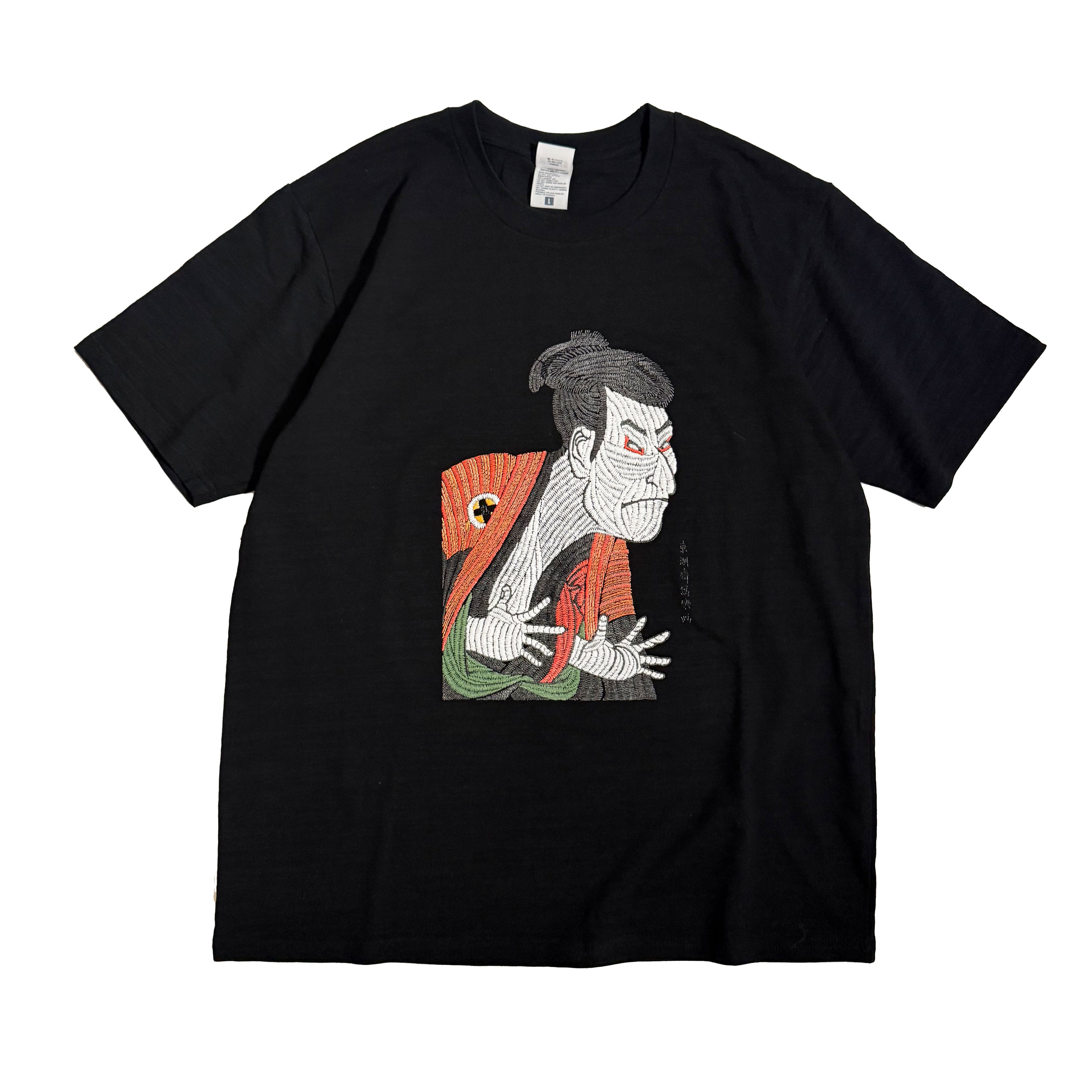 通油町Tシャツ 写楽左 黒