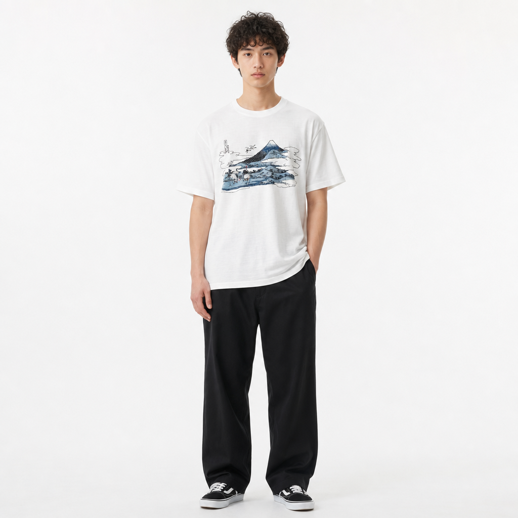 北斎Tシャツ 梅澤 白