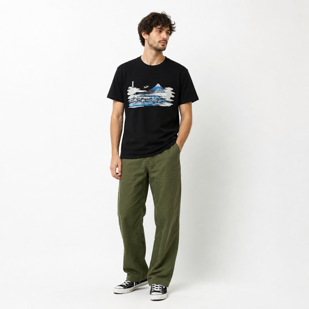 北斎Tシャツ 梅澤 黒