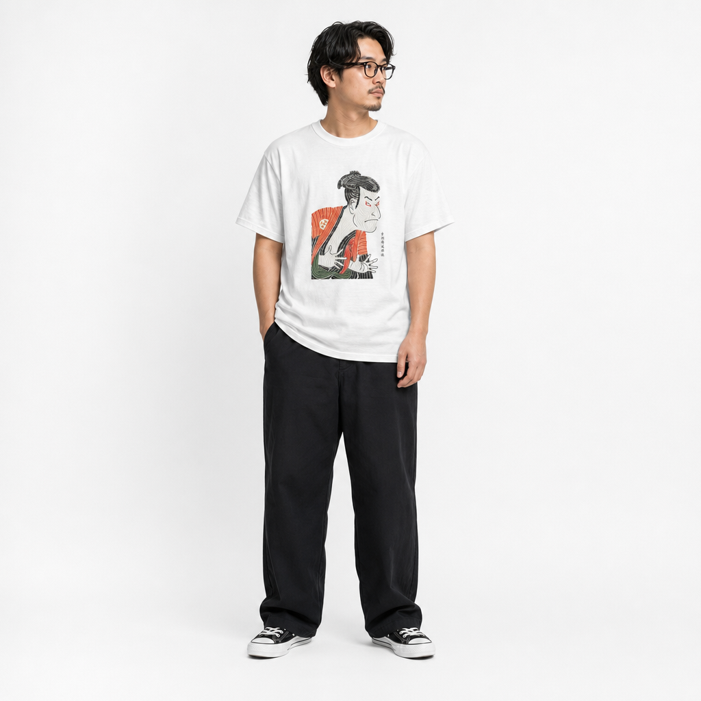 通油町Tシャツ 写楽左 白