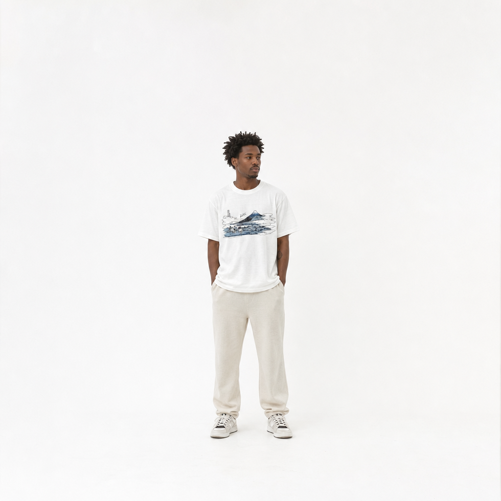北斎Tシャツ 梅澤 白
