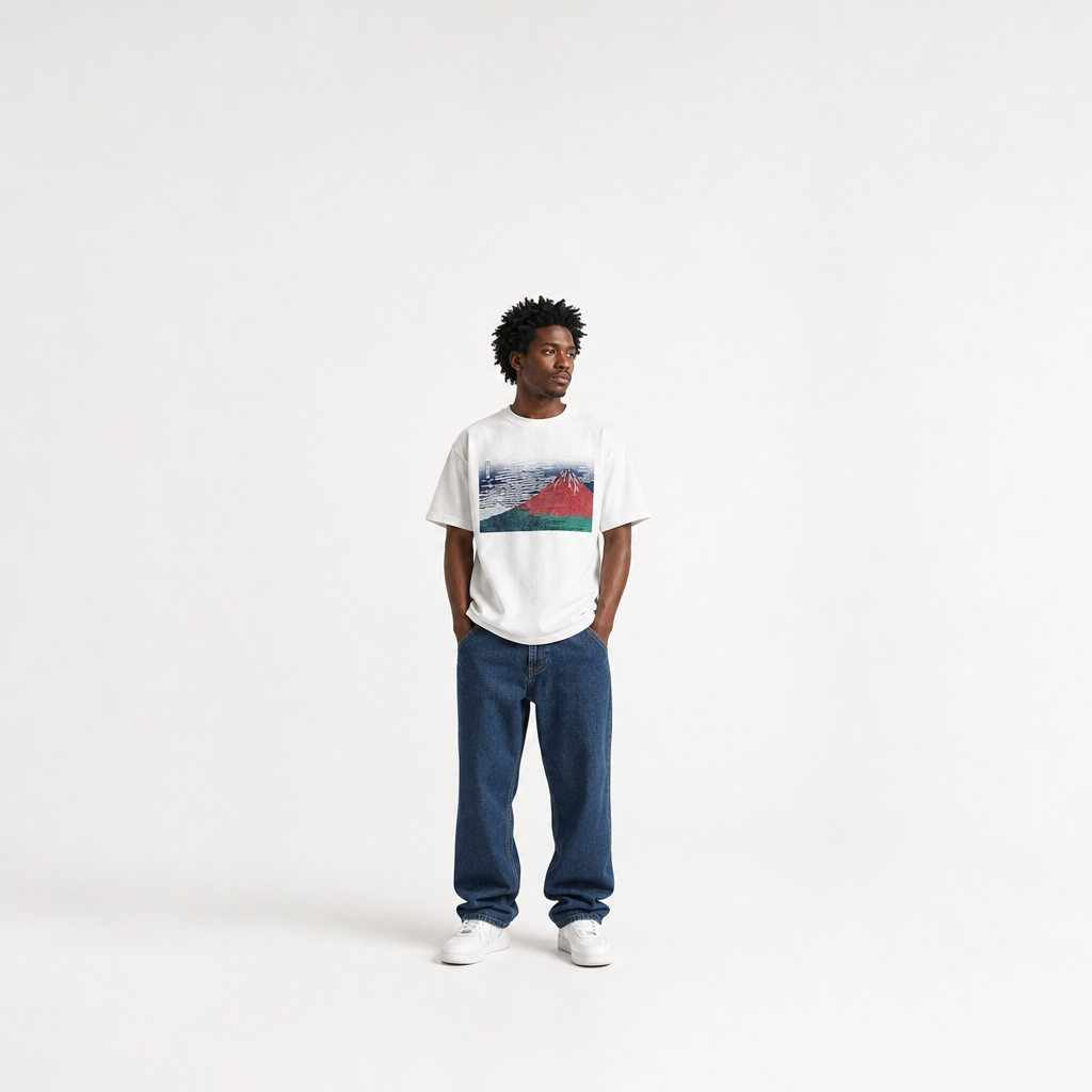 通油町Tシャツ 赤富士 白