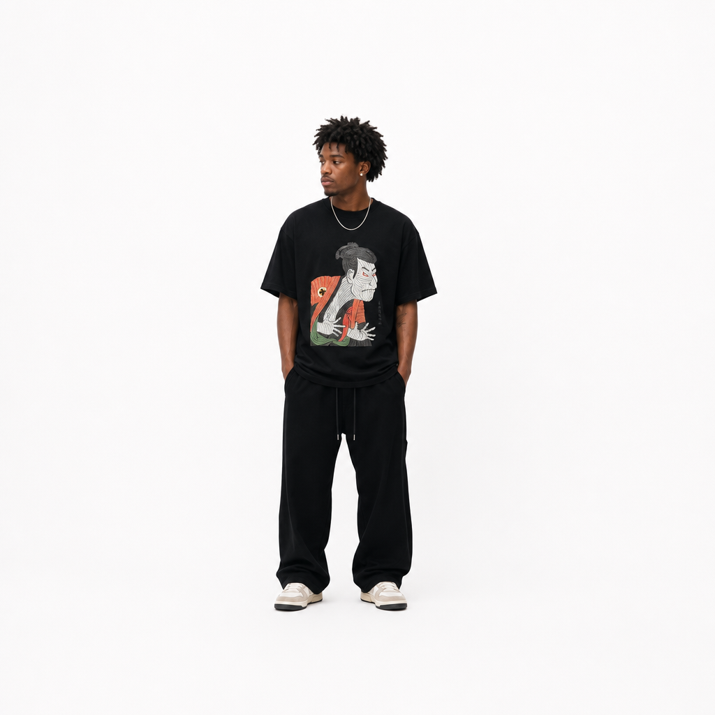 通油町Tシャツ 写楽左 黒