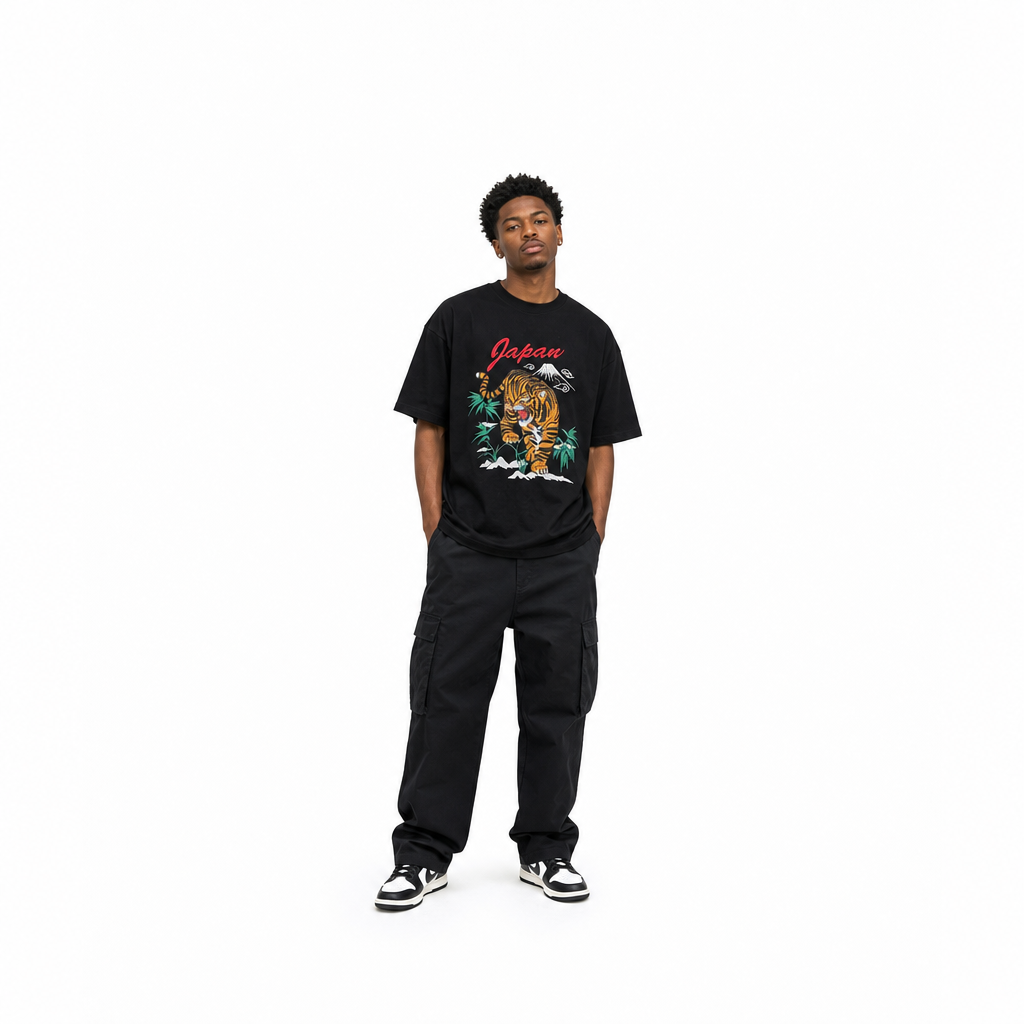通油町Tシャツ トラ 黒