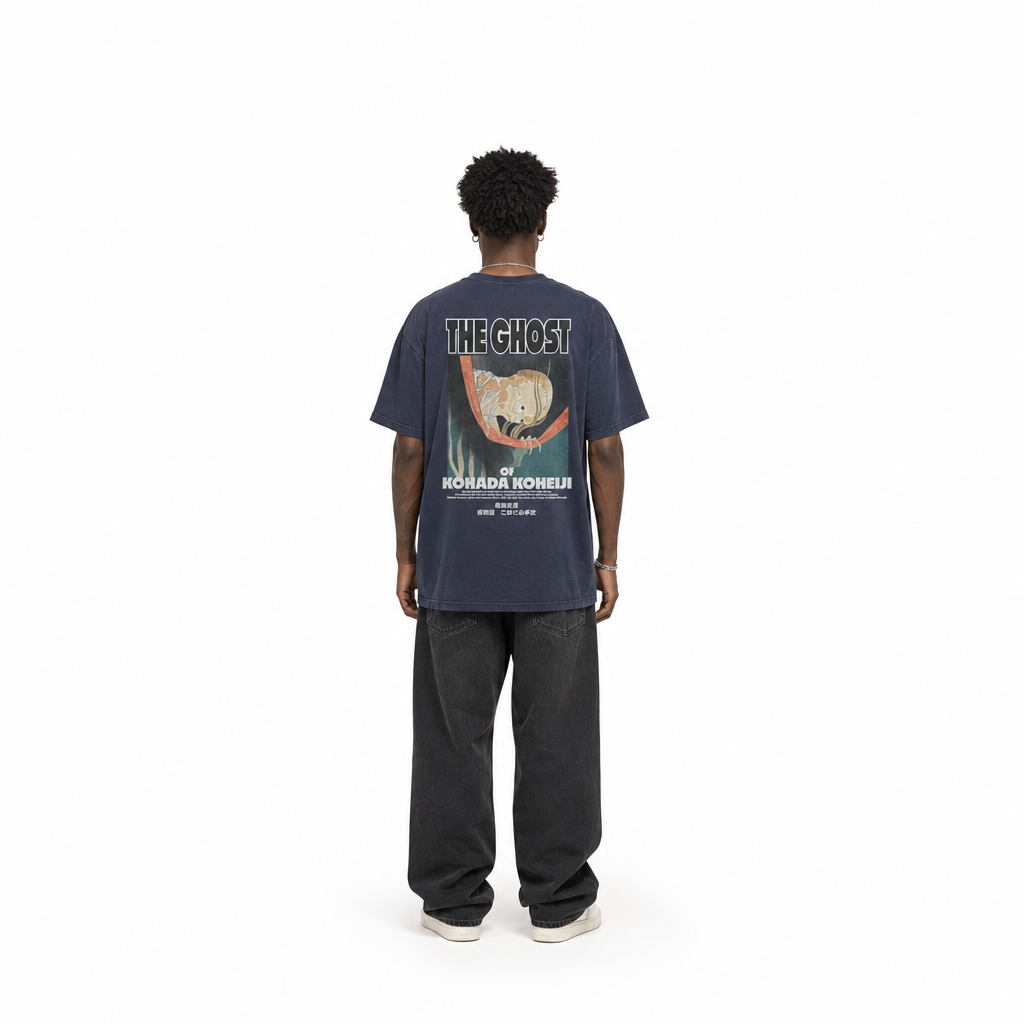 北斎ビンテージ風Tシャツ こはだ小平次紺