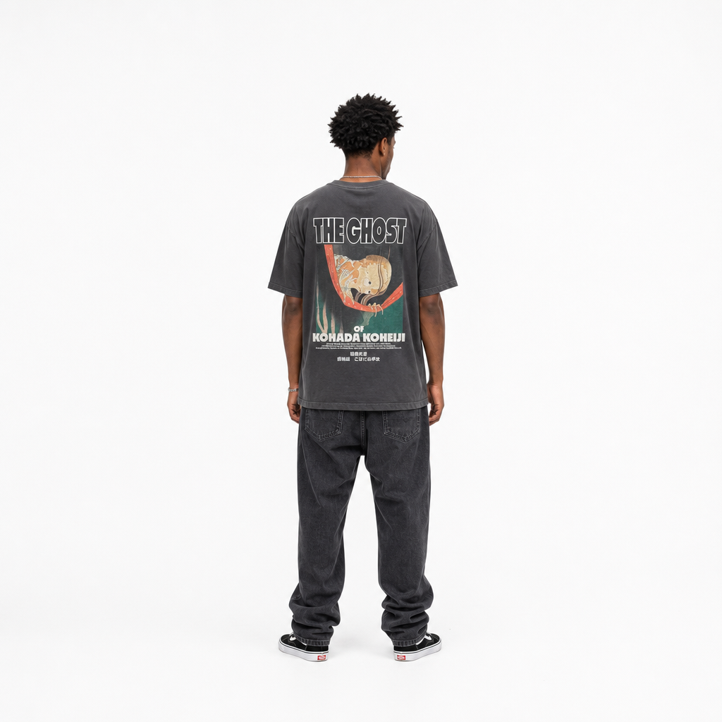 北斎ビンテージ風Tシャツ こはだ小平次黒