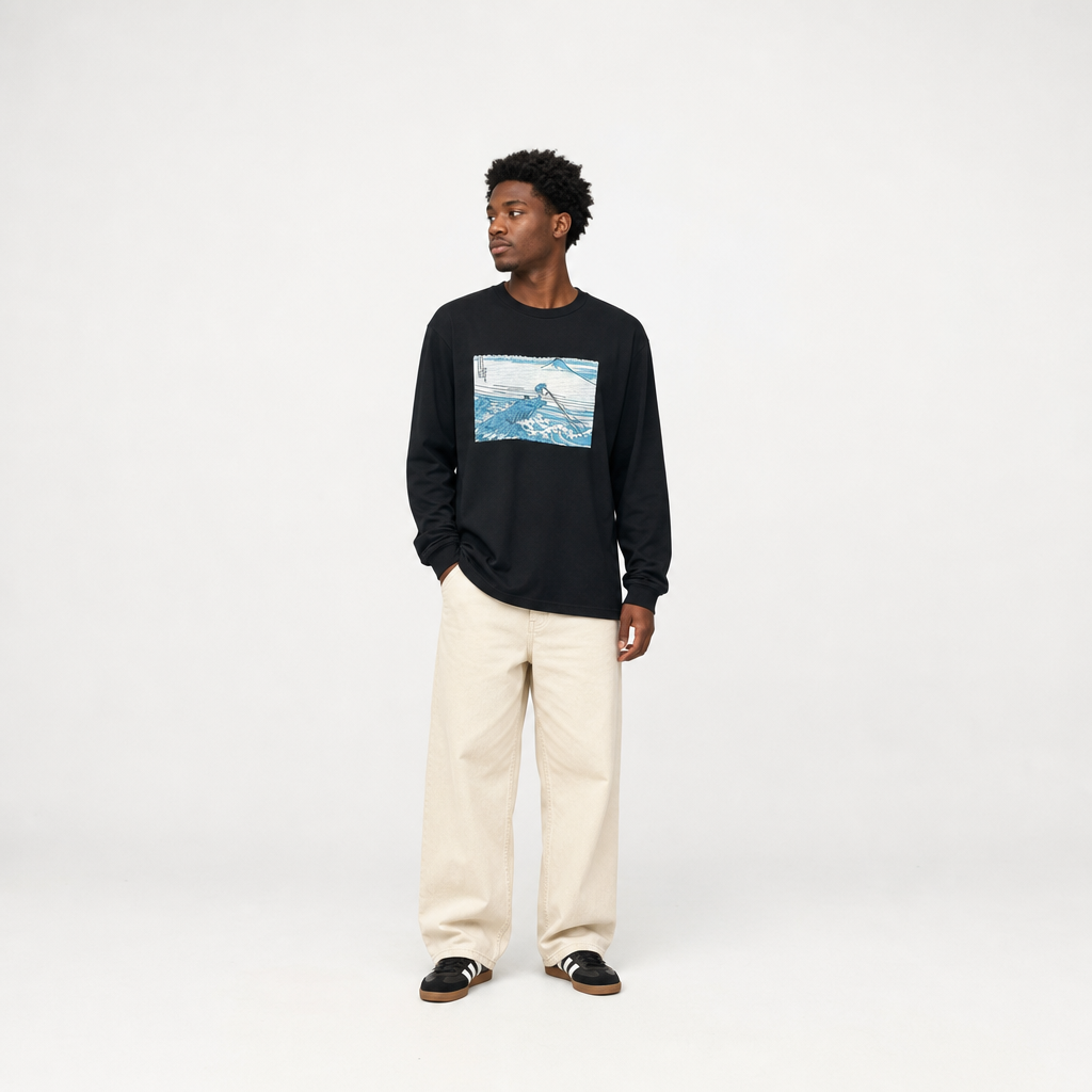 北斎ロングTシャツ 甲州石班澤