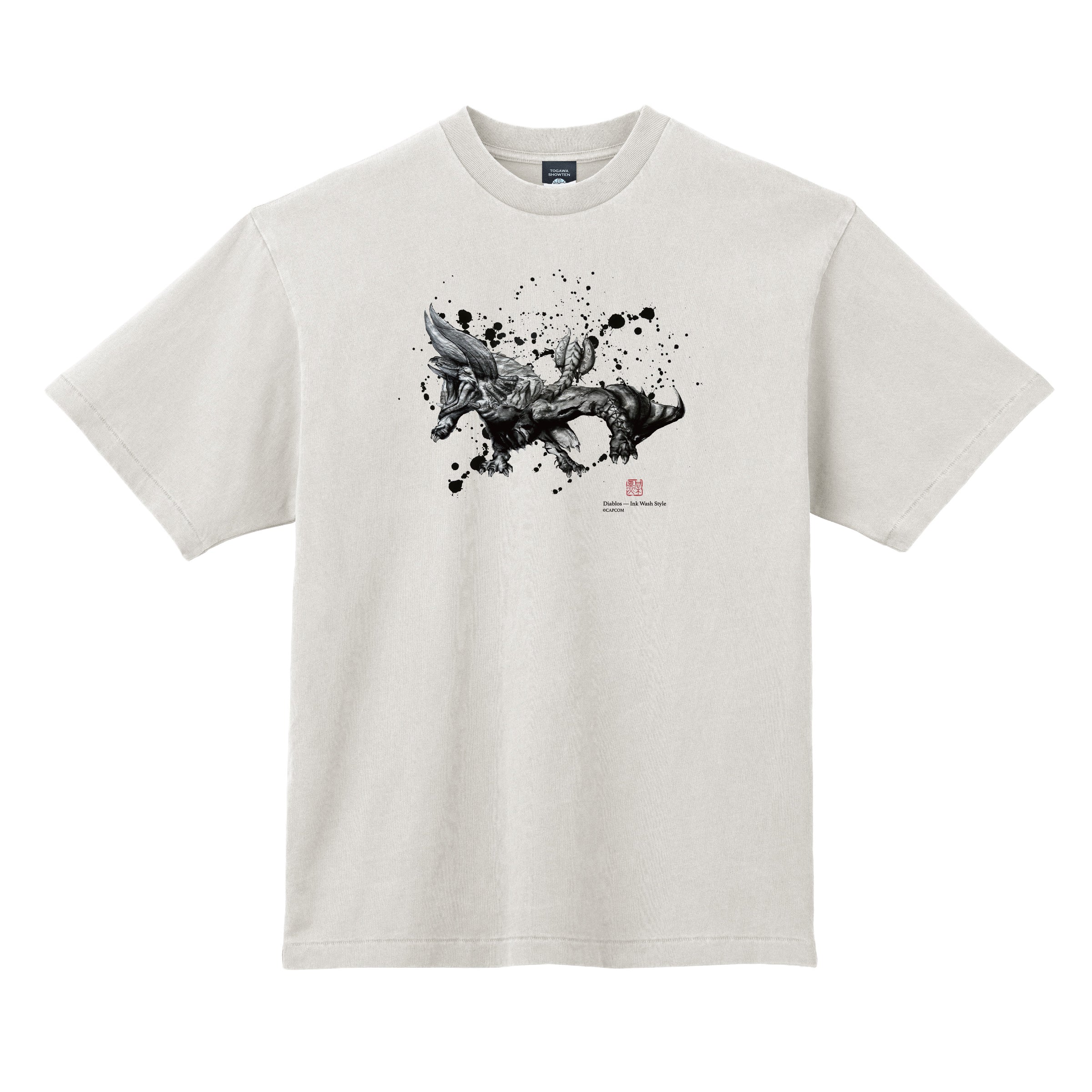 モンスターハンター　水墨画-ART　　　Tシャツ　ディアブロス（角竜）